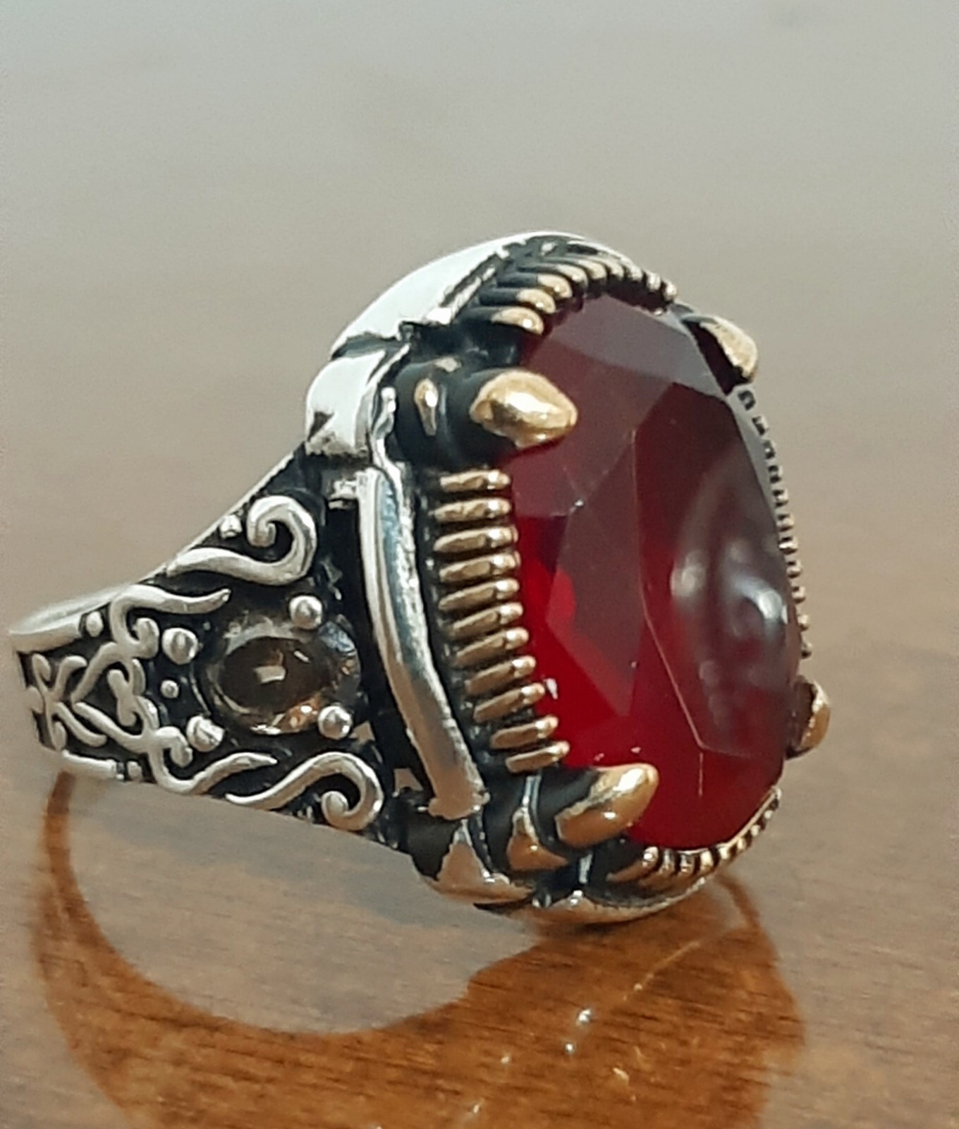 Men 925 Silver Ring Solitaire Ruby Spinel Ring Man Sterling $