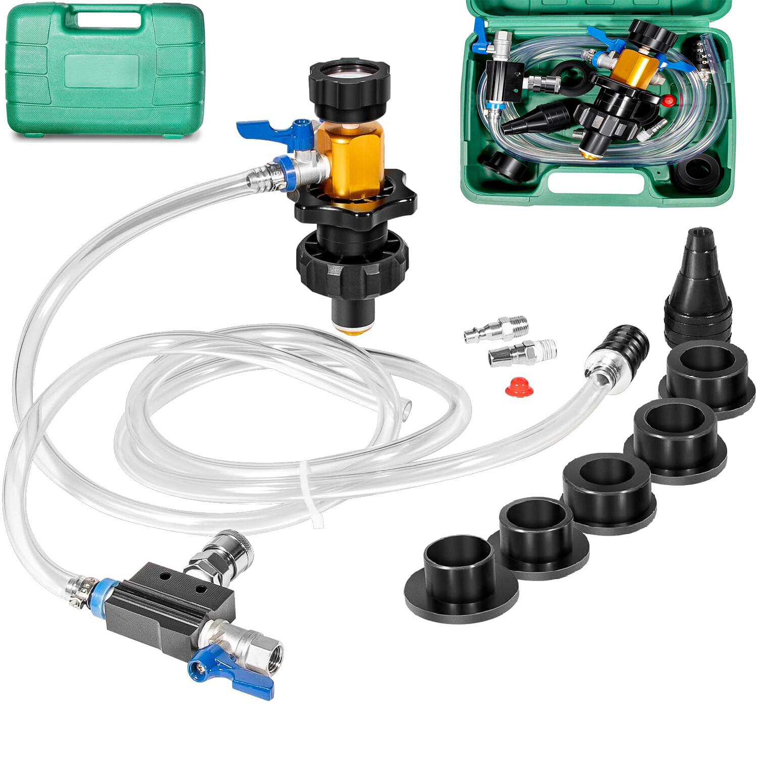 Universal Coolant System Refiller Kit 24444 Vacuum Leak Tester with 5 Adapters