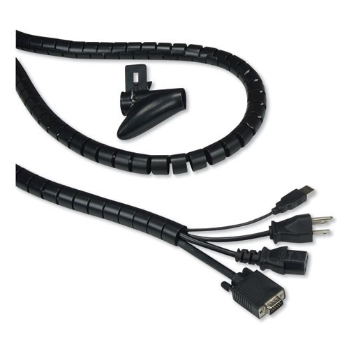 Innovera 39660 Cable Management Coiled Tube, 0.75" Dia x 77.5" Long, Black