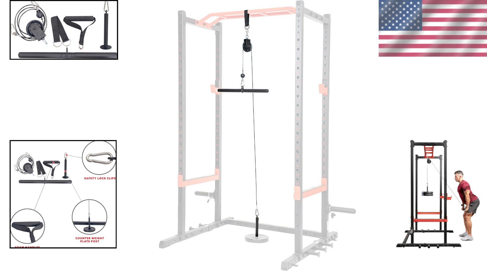 Upgrade Power Cage: Lat Pull Down Attachment, 360lb Capacity, Easy Install