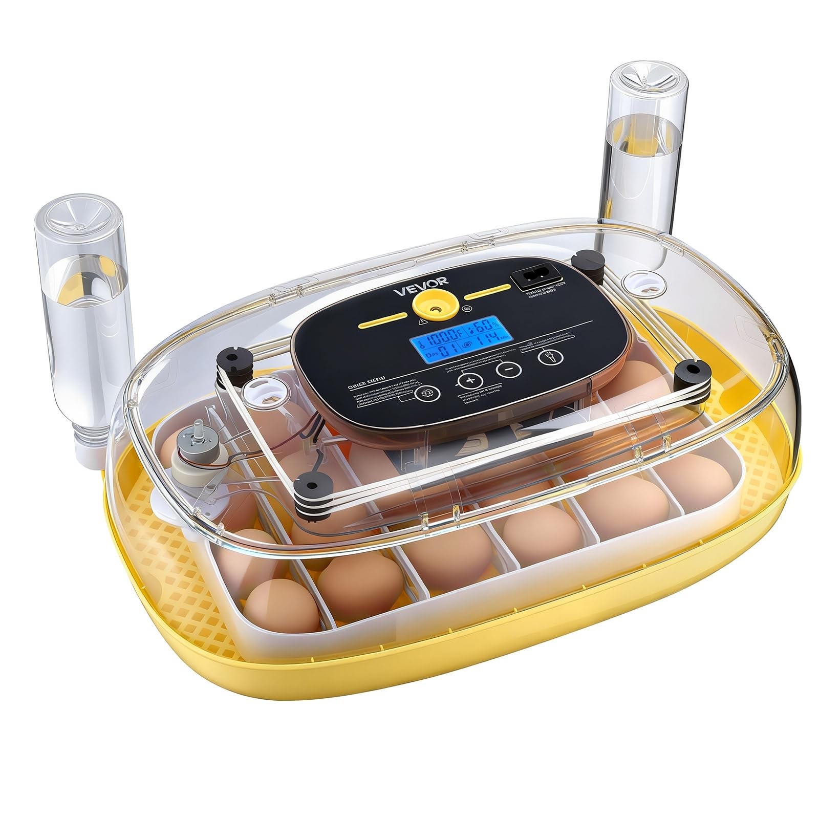 24 Egg Incubator with Automatic Turner, LED Candler, Temp & Humidity Control, 36