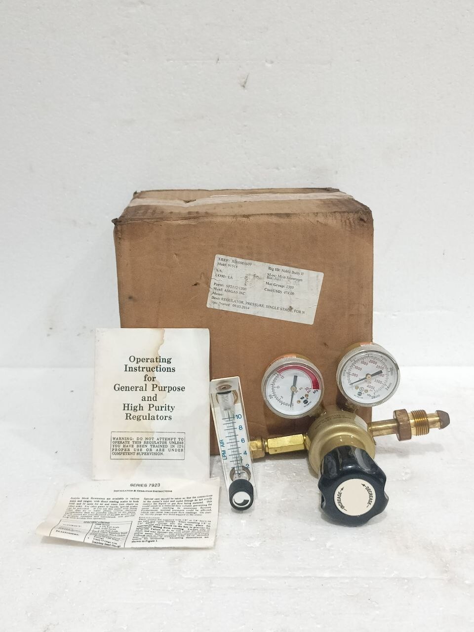 AIRGAS INC SP2112/1300 SINGLE STAGE PRESSURE REGULATOR FOR NITROGEN NEW
