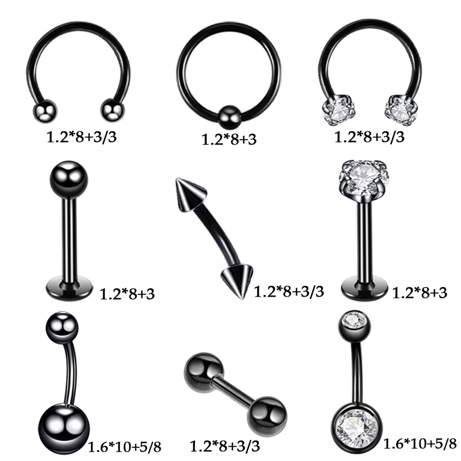 148X Professional Body Piercing Gun Tool Kit Ear Nose Navel Nipple Needles Set