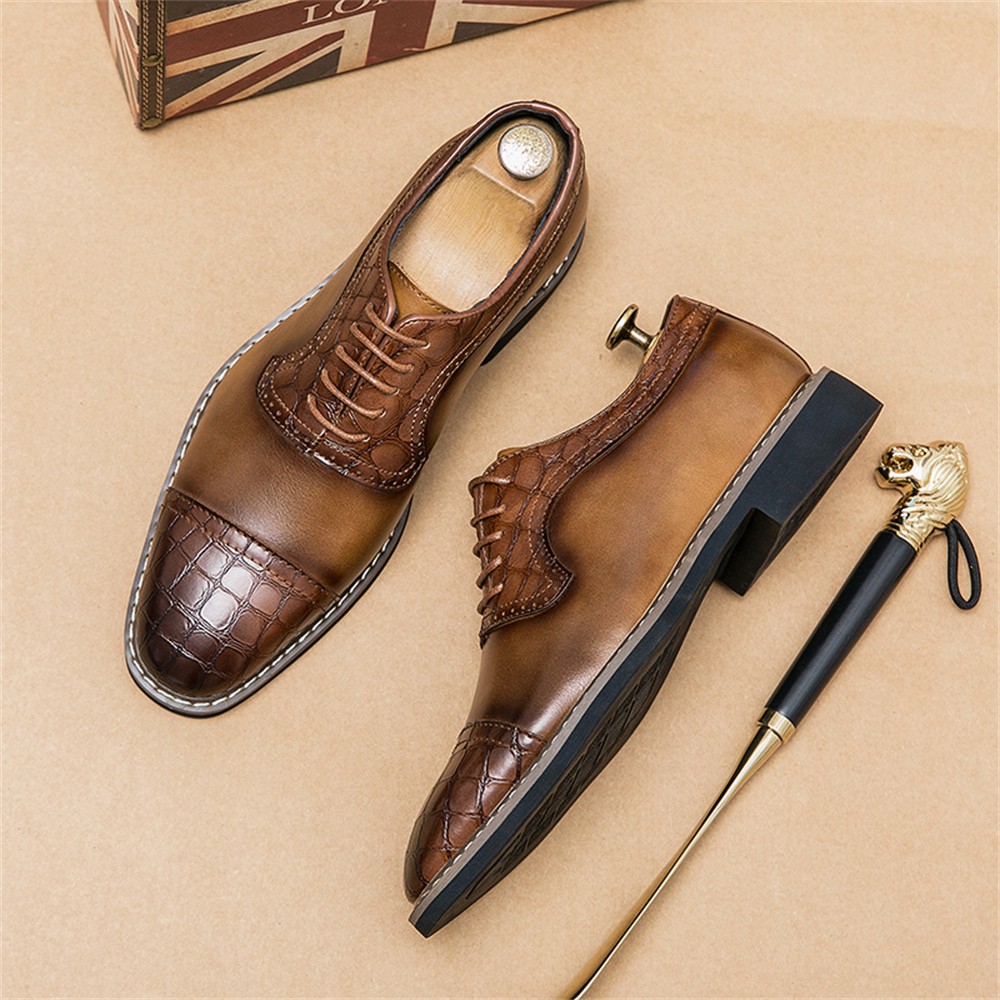 Men’s Oxfords Formal Lace Up Dress Shoes, Classic Business Casual Leather Shoes