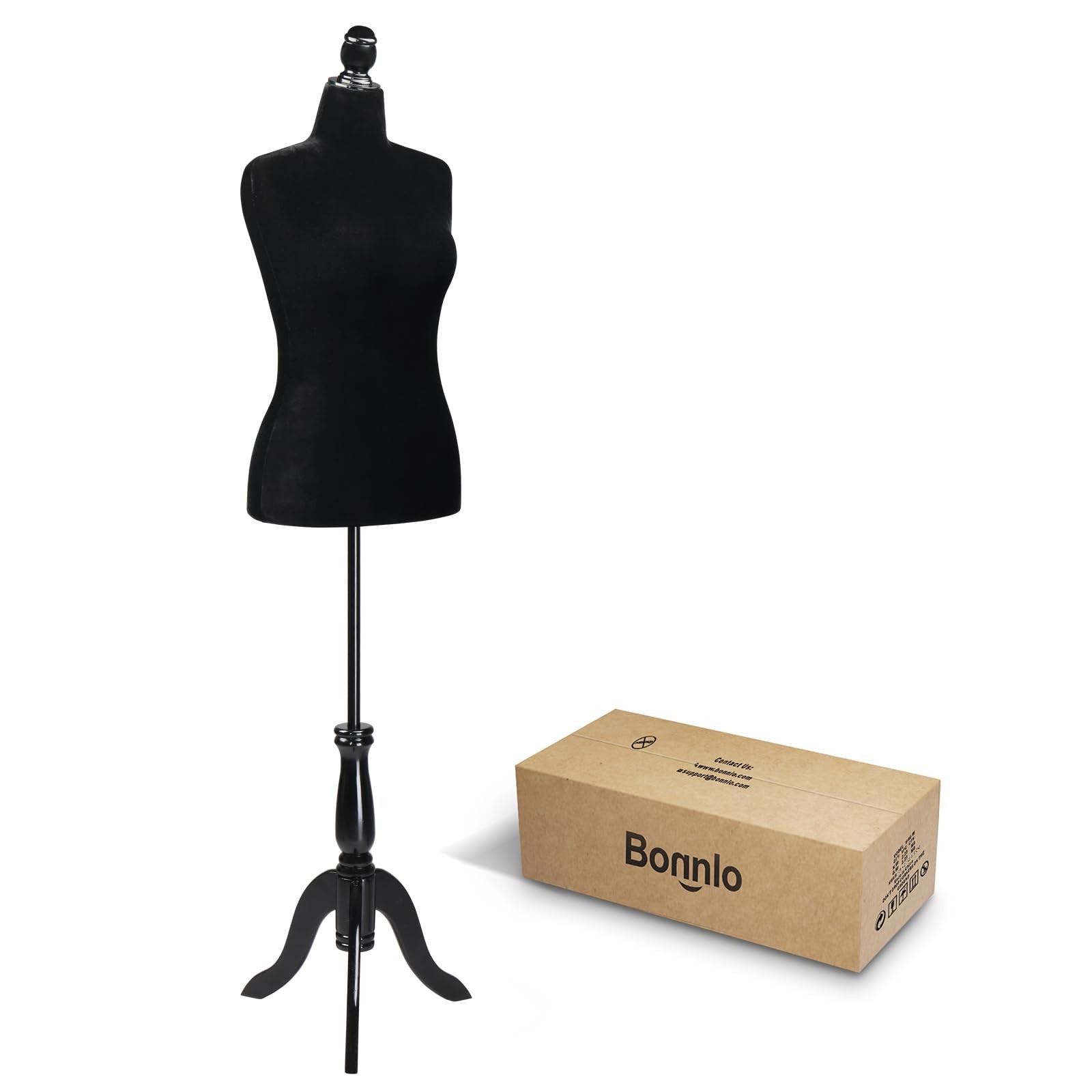 Dress Form Mannequin Body Torso Wooden Tripod Stand Black Size 10-12