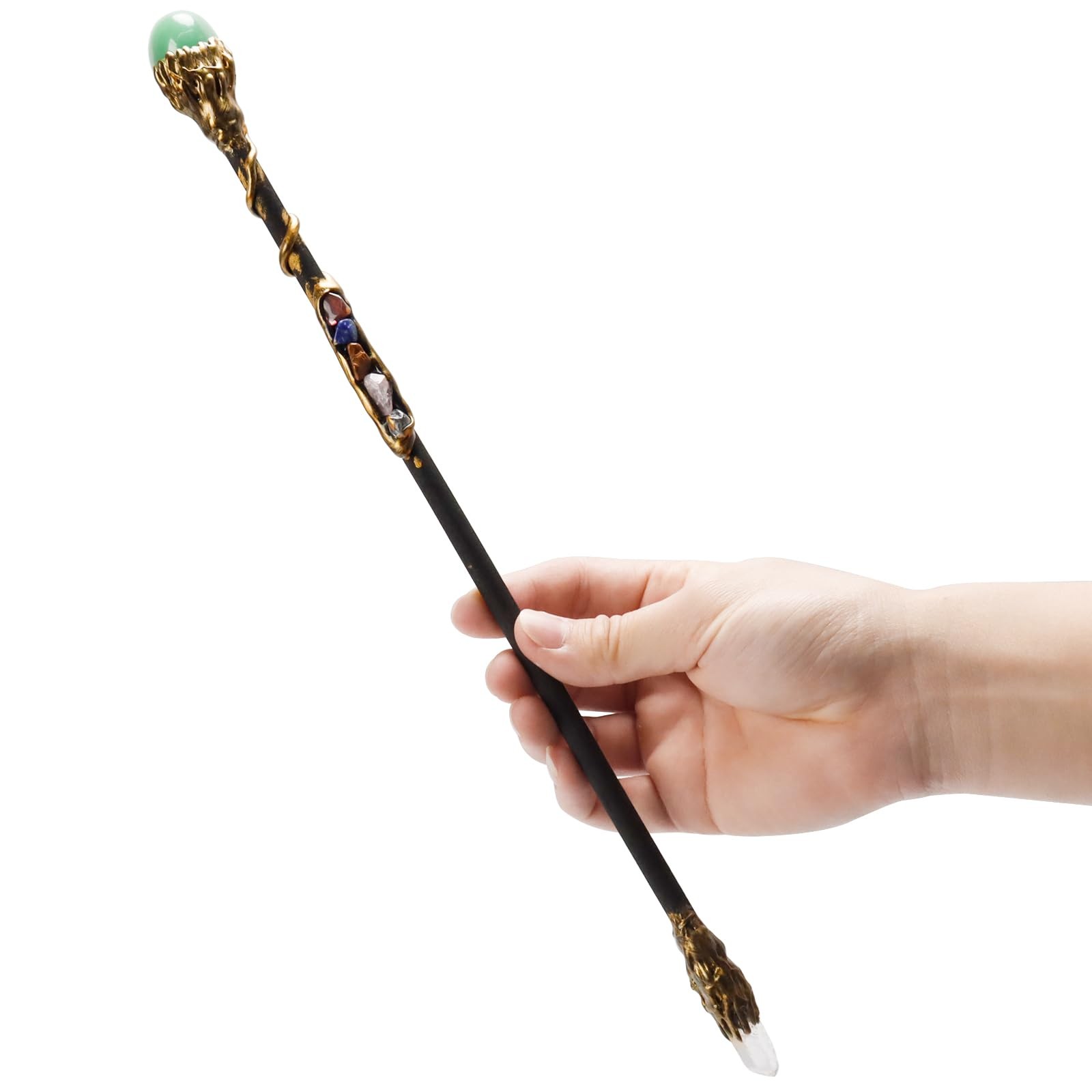 Rich Boxer Fine Handcrafted Crystal Magic Wands Wizard Wand Medium, Green