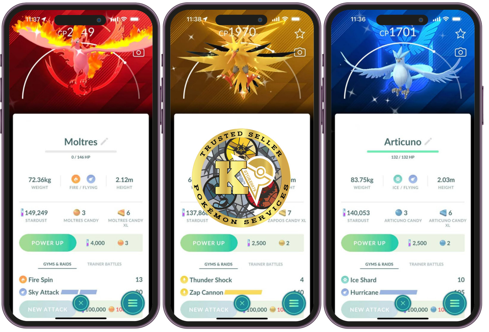P.T.CentraI GO— Shiny Moltres—Zapdos—Articuno —Background Go Tour 2026—Digital♻️