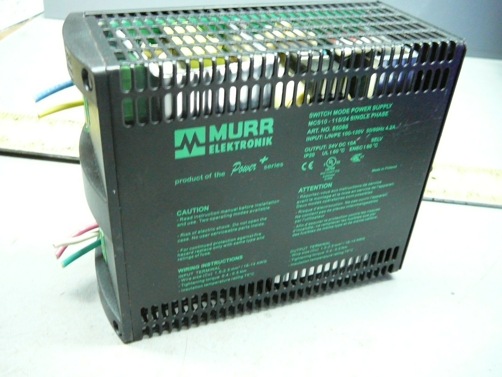 LOT OF 2 MURR ELEKTRONIK SWITCH MODE POWER SUPPLIES MCS10 115/24 SINGLE PHASE