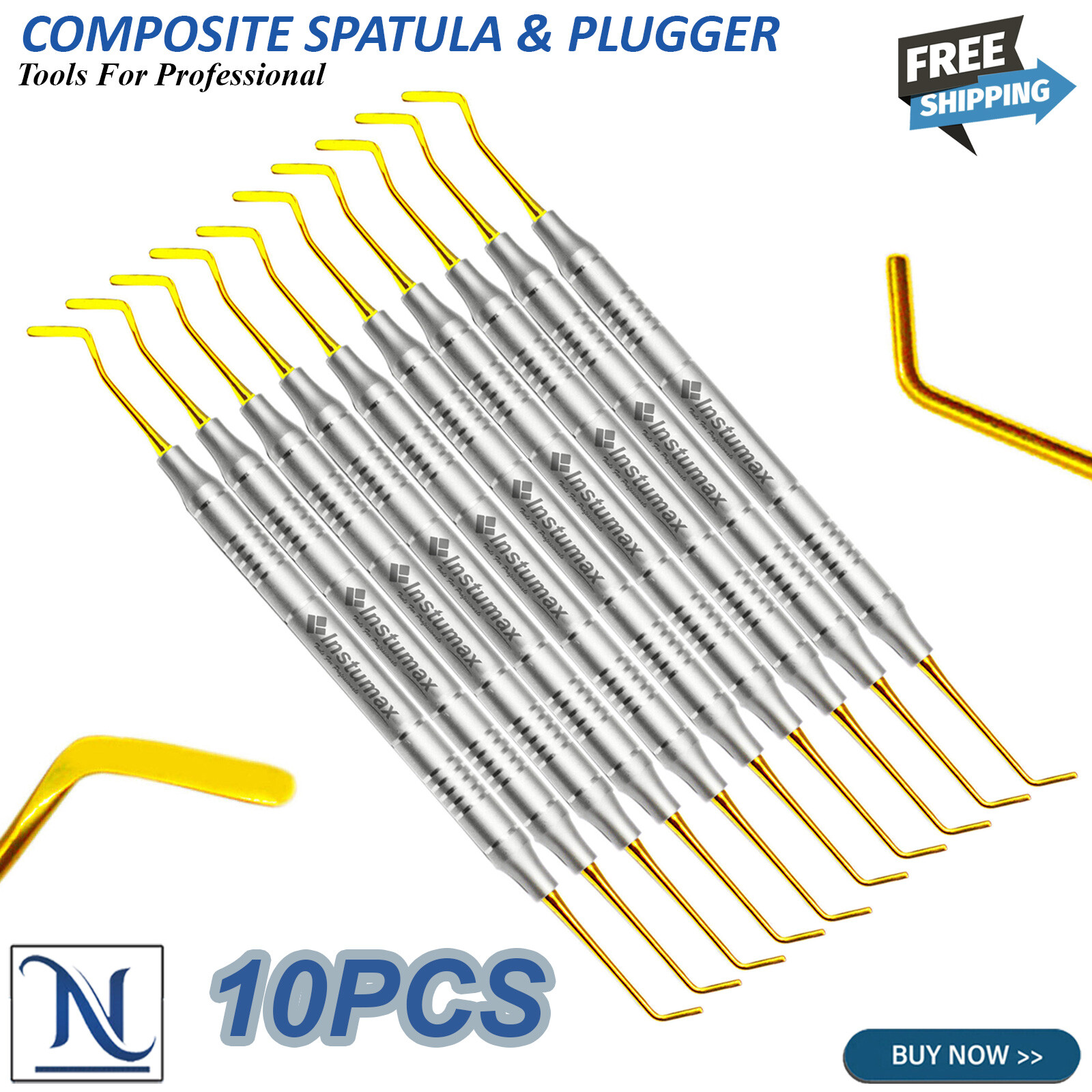 Dental Composite Filling Instruments Spatula & Plugger Titanium Gold Tips
