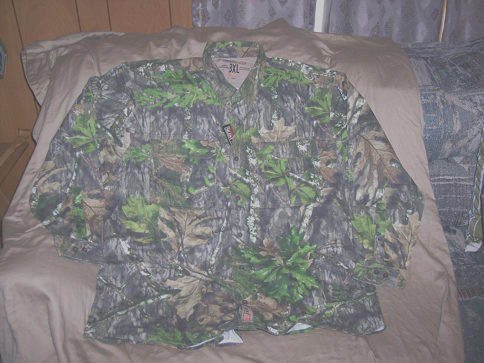 Mens 3X Camo Hunting Shirt Turkey Federation Mossy Oak Camo Shirt Chest Pockets