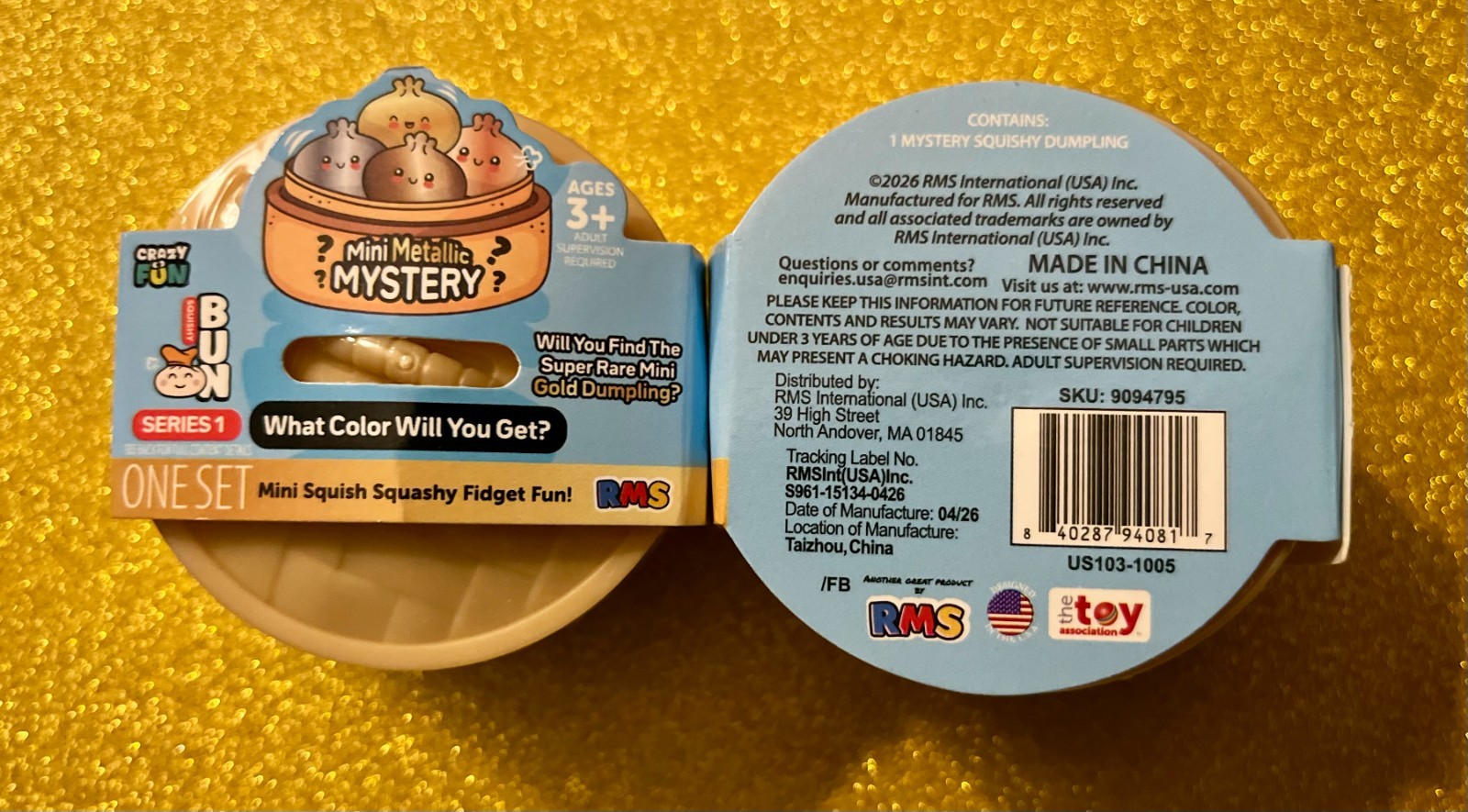 NEW RMS SQUISHY BUN MINI  MYSTERY GOLD GLITTER DUMPLING 3+