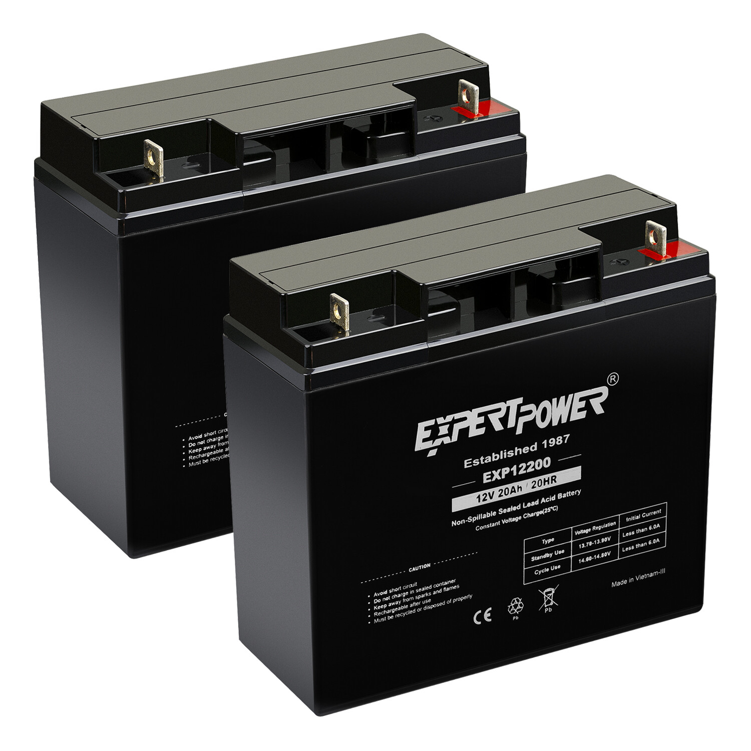 ExpertPower 2 Pack - 12V 20AH AGM - Maintenance Free - Sealed Lead Acid Battery