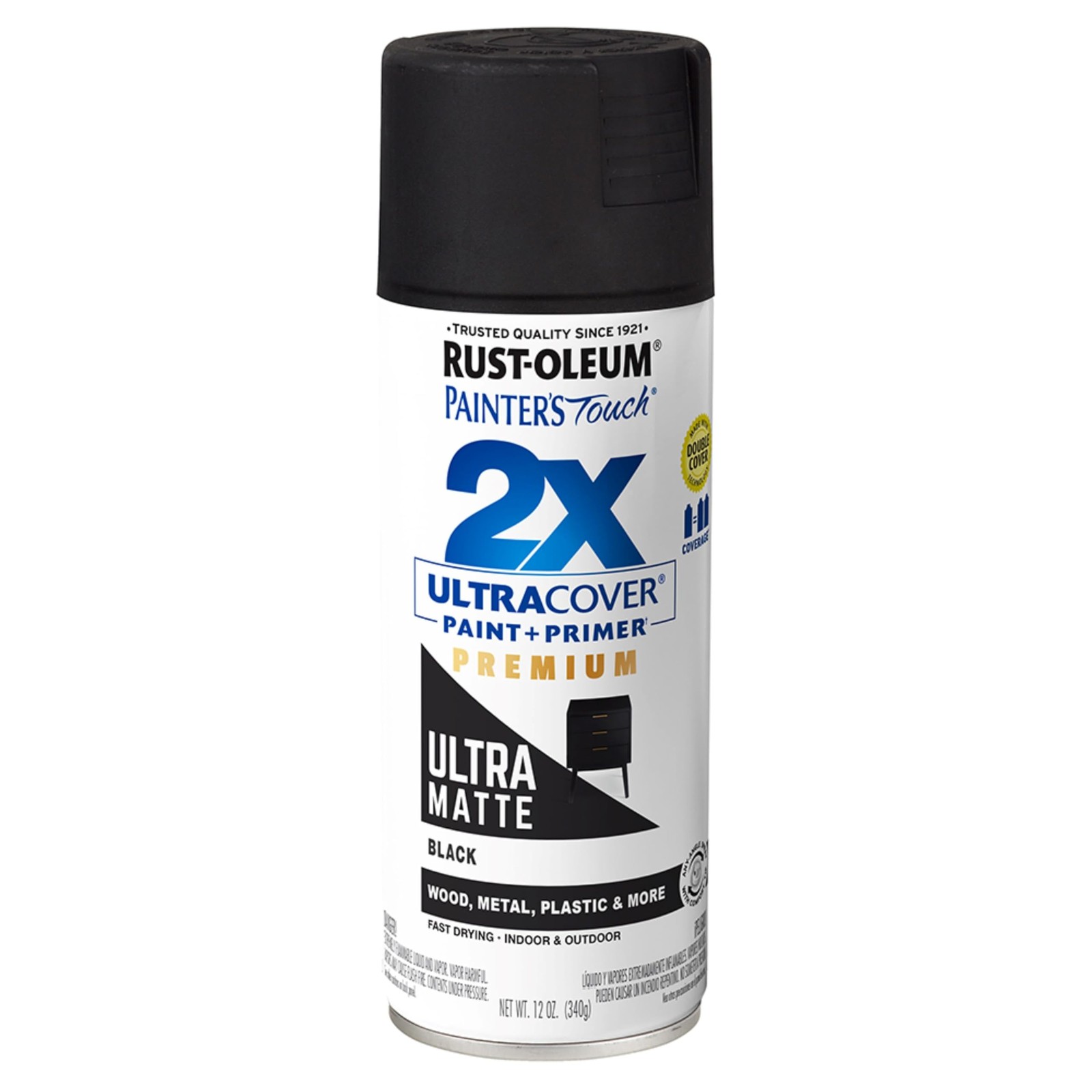 Rust-Oleum 331182 Painter's Touch 2X Ultra Cover Spray Paint, 12 oz, Ultra Matt