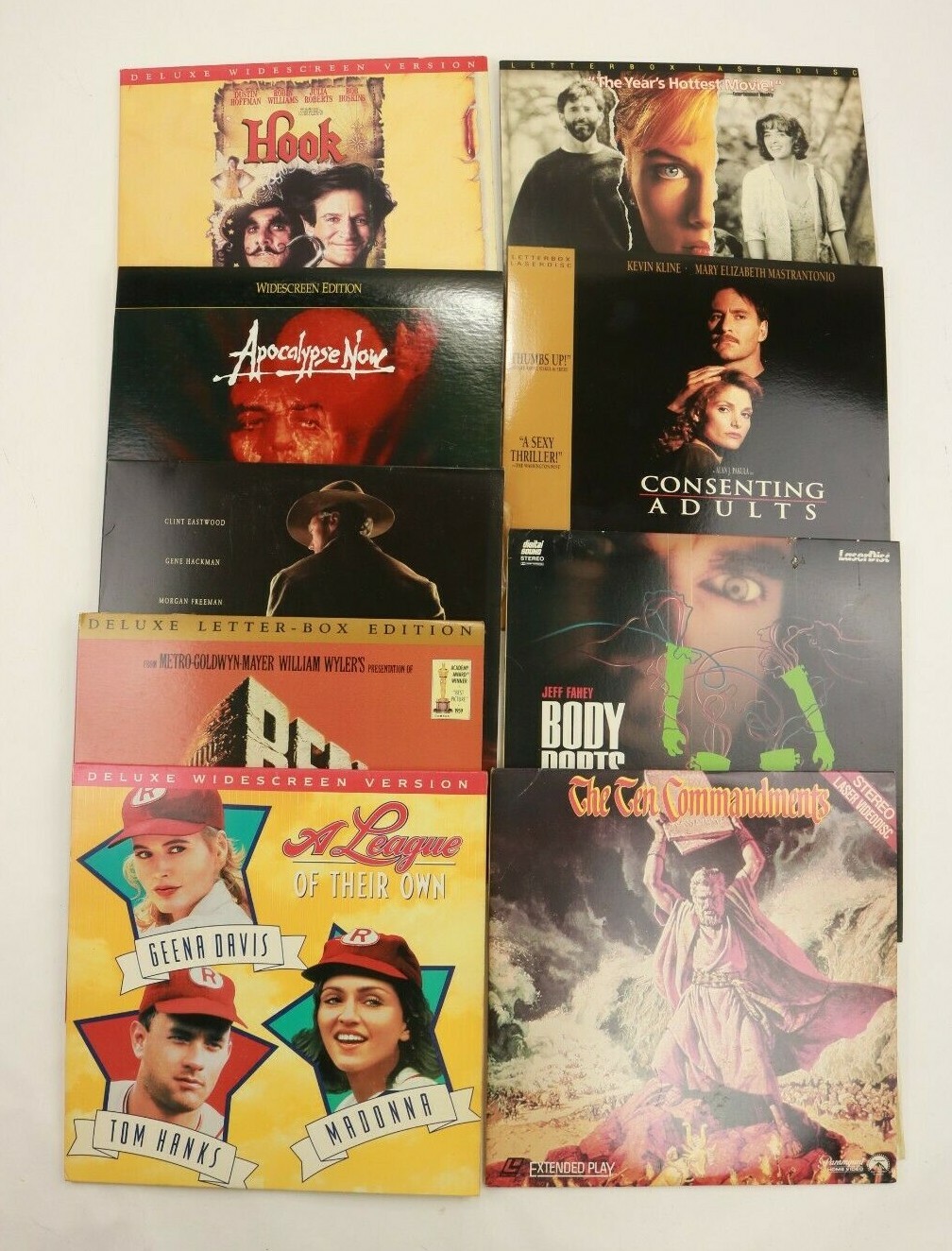 Lot of 9 Laserdiscs LD Ben Hur Apocalypse Now A League Of Their Own Body Parts
