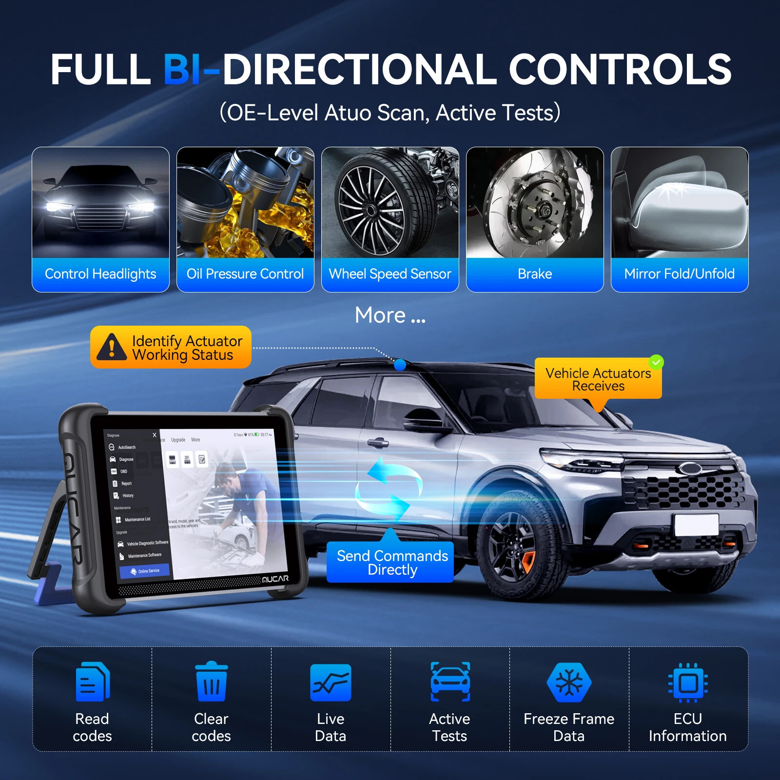 MUCAR 892BT Full System Car auto Diagnostic OBD2 Scanner 35 Reset +TPMS Sensor