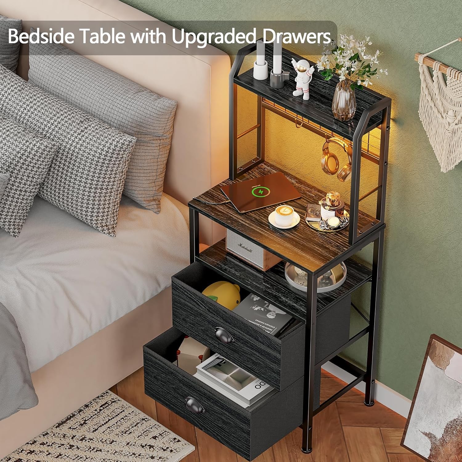 Furologee 40'' Tall 15.55 inches x 11.60 x 39.57 inches, Black Oak