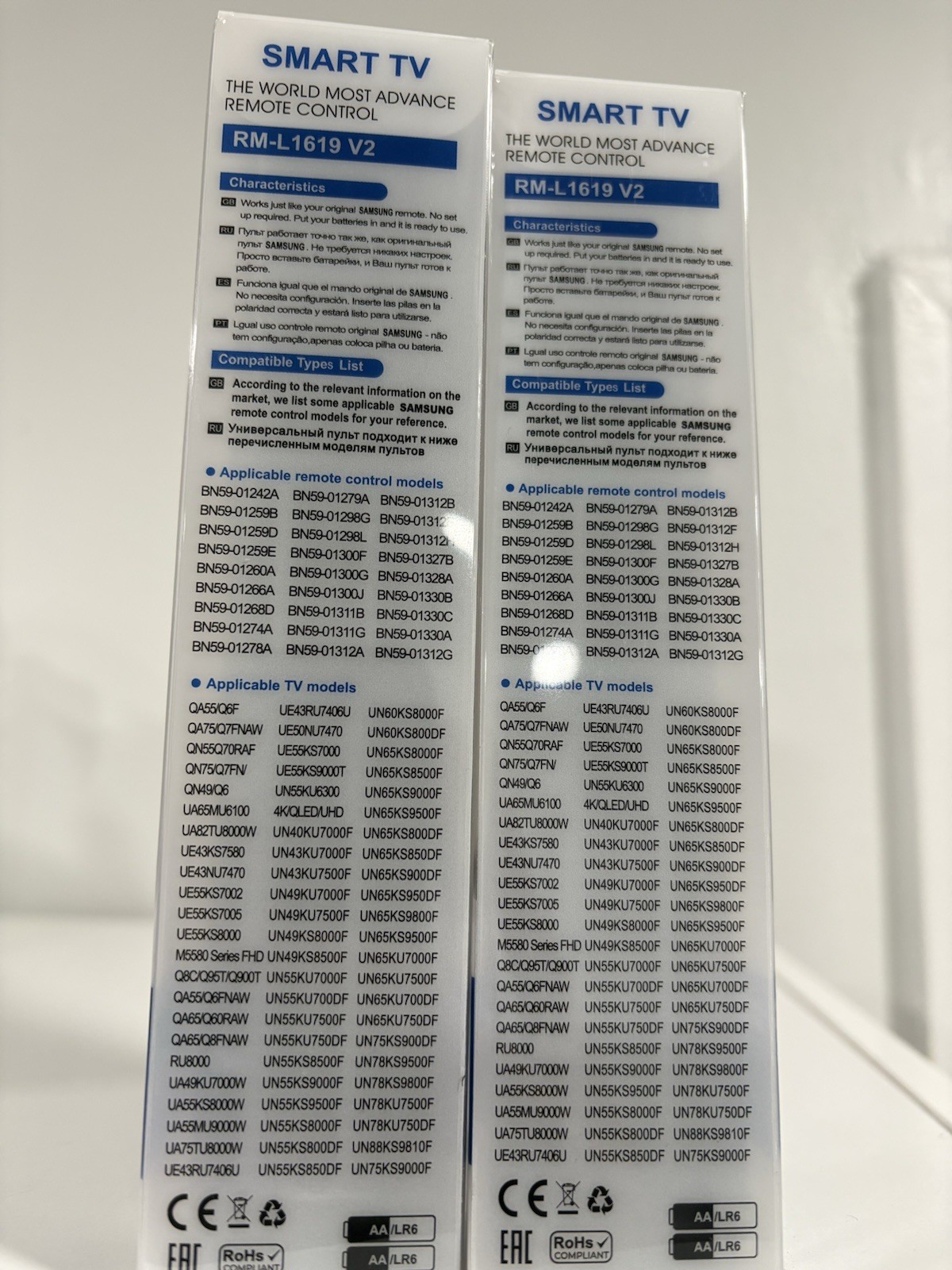 Smart TV Remote Control Samsung Rm-L1619 Replacement 2 Pack