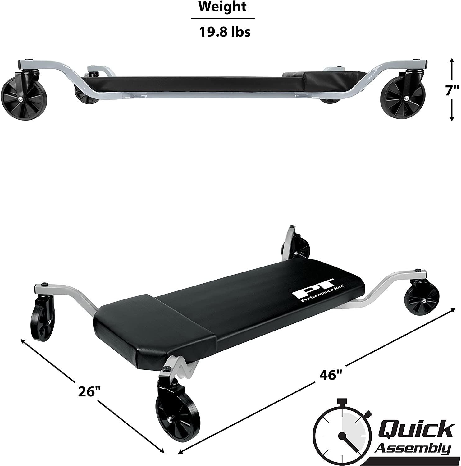 Performance Tool W85014 Oversized Shop Mechanic X-Frame Creeper Extra Padding