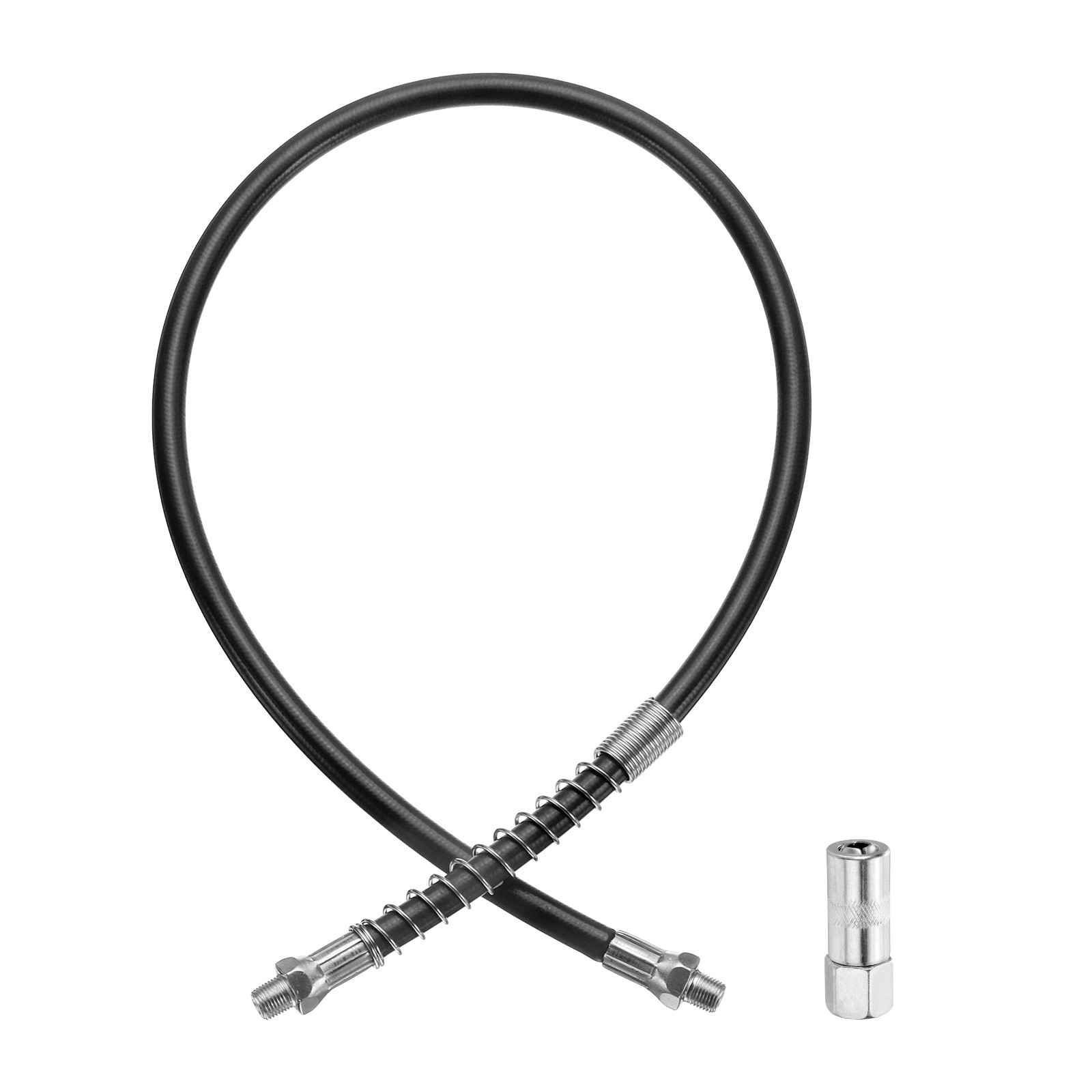 Grease Gun Hose Kit 23.8" 10000 PSI Grease Gun Coupler 1/8 NPT Threads Black