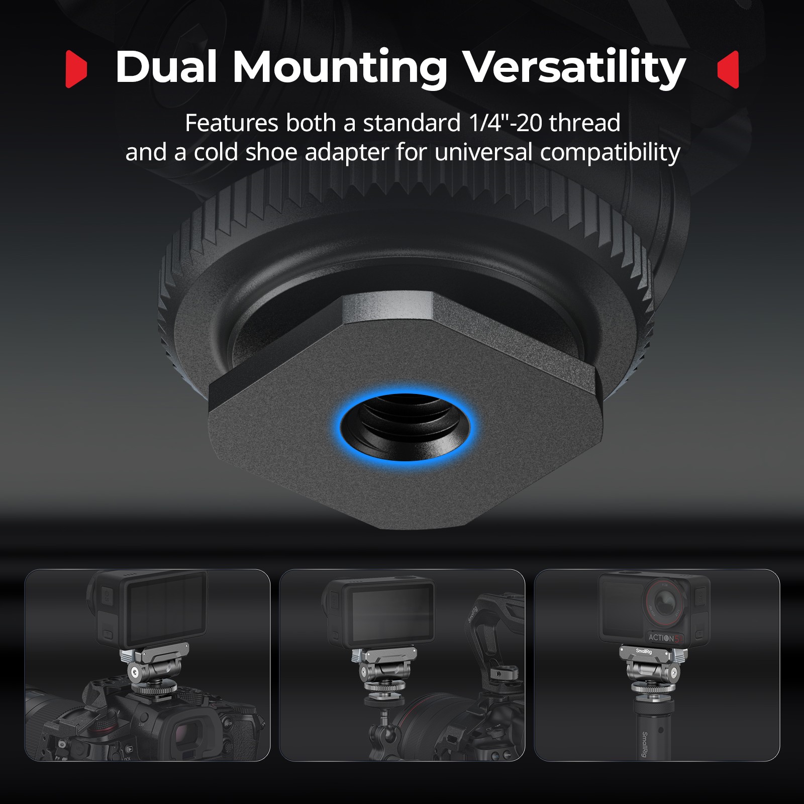 SmallRig Cold Shoe Adapter Mount for DJI Osmo 360/Action 5 Pro/4/3 Camera