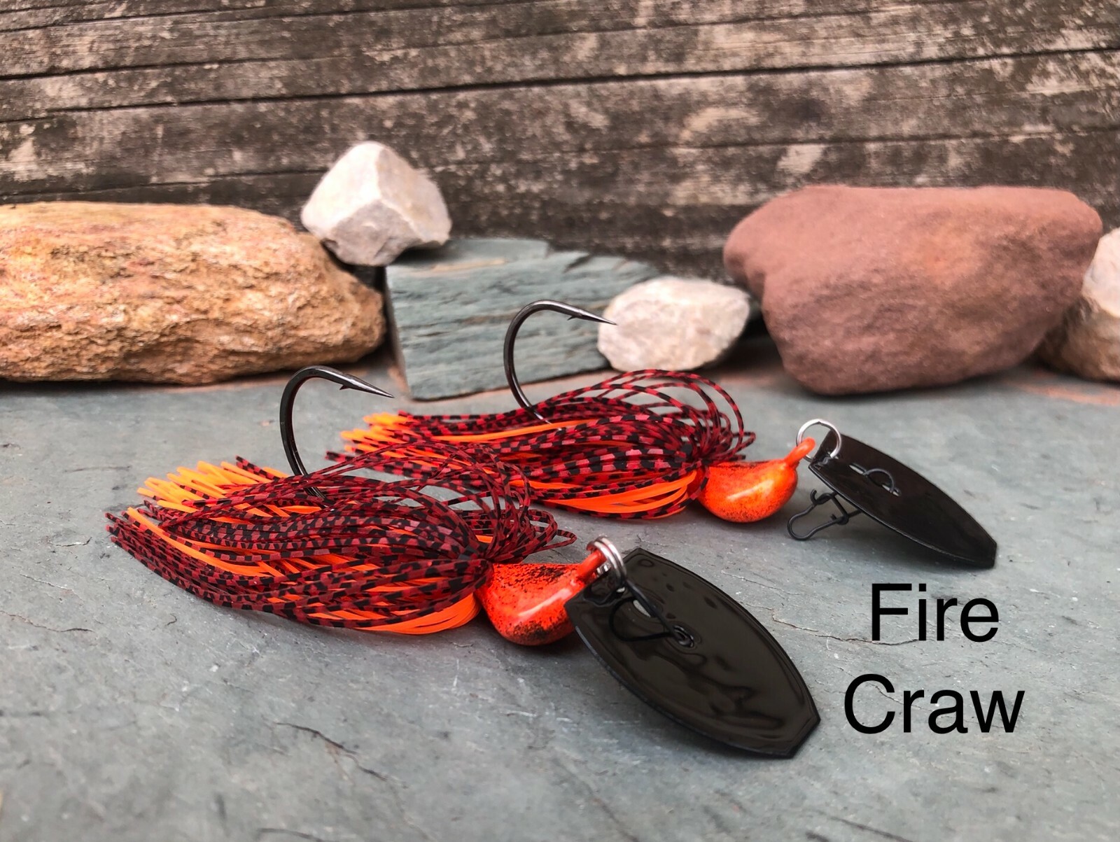 2 Custom Bass Vibrating Jigs Bladed Swim Jigs Fire Craw Bluegill Shad