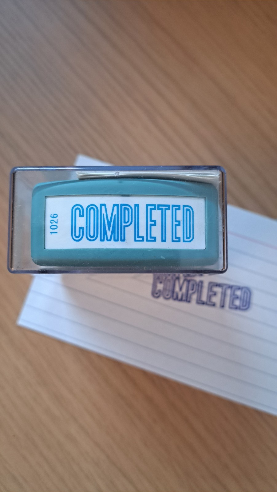 Xstamper Blue "Completed" Self Inkig Stamp