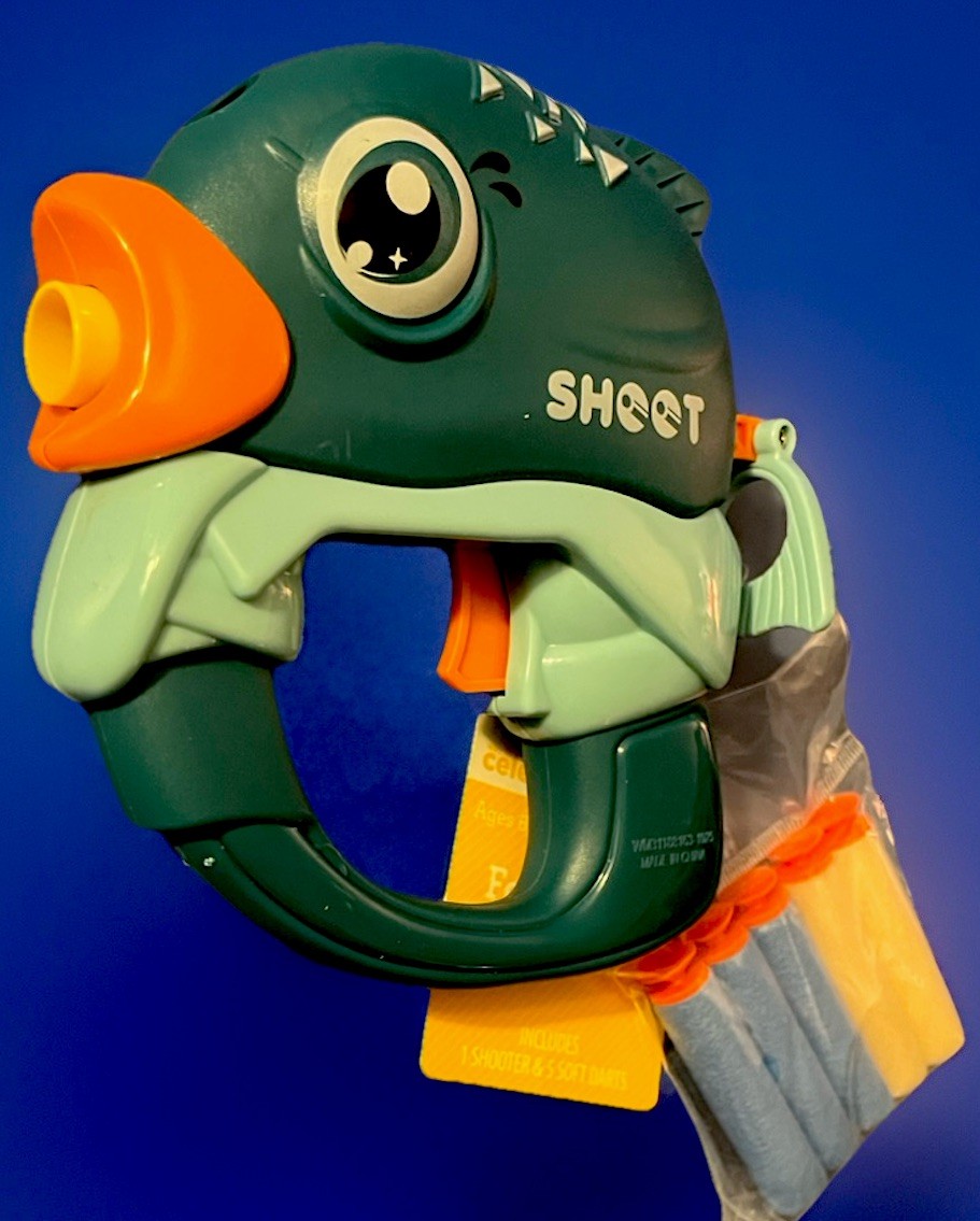 Way to Celebrate! Soft Dart Fish Shaped Shooter with 5 Soft Foam Darts New