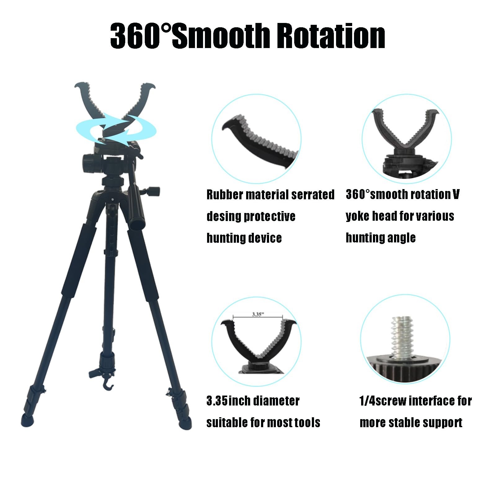 Shooting Tripod Aluminum Sticks 360 For Hunting Rifles 24-72 Inch Adjustable New