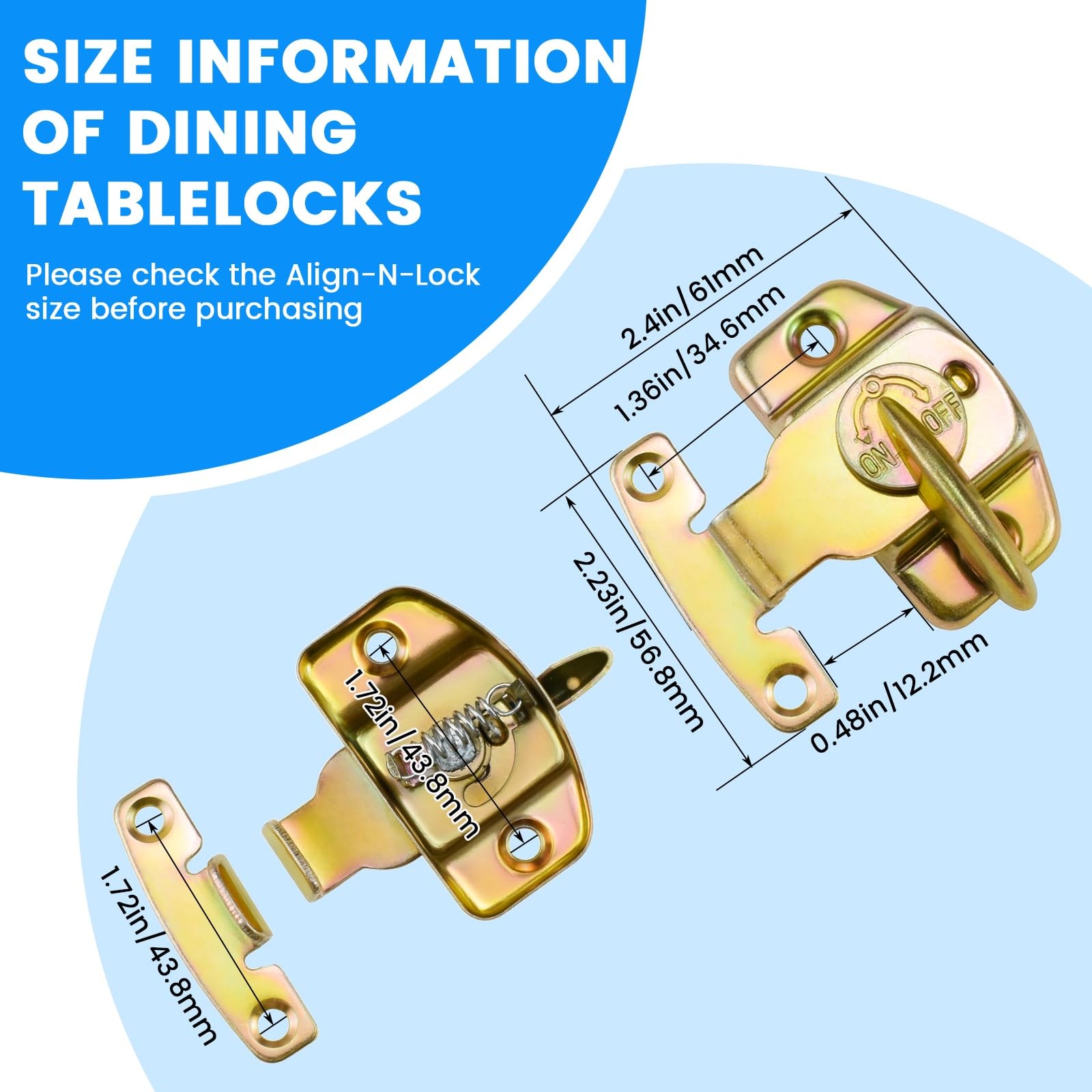 2 Pack Dining Table Locks Metal Spring Table Leaf Buckle Latches