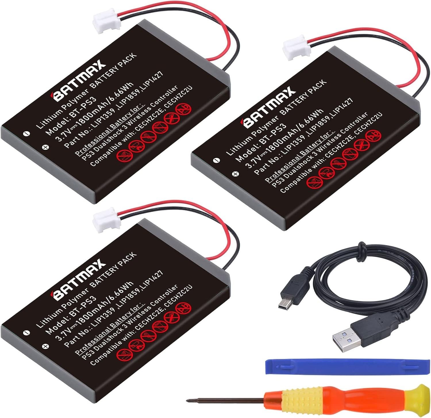 3Pcs 1800Mah LIP1359 Battery Replacement for Sony PS3 Playstation 3 Sixaxis Dual