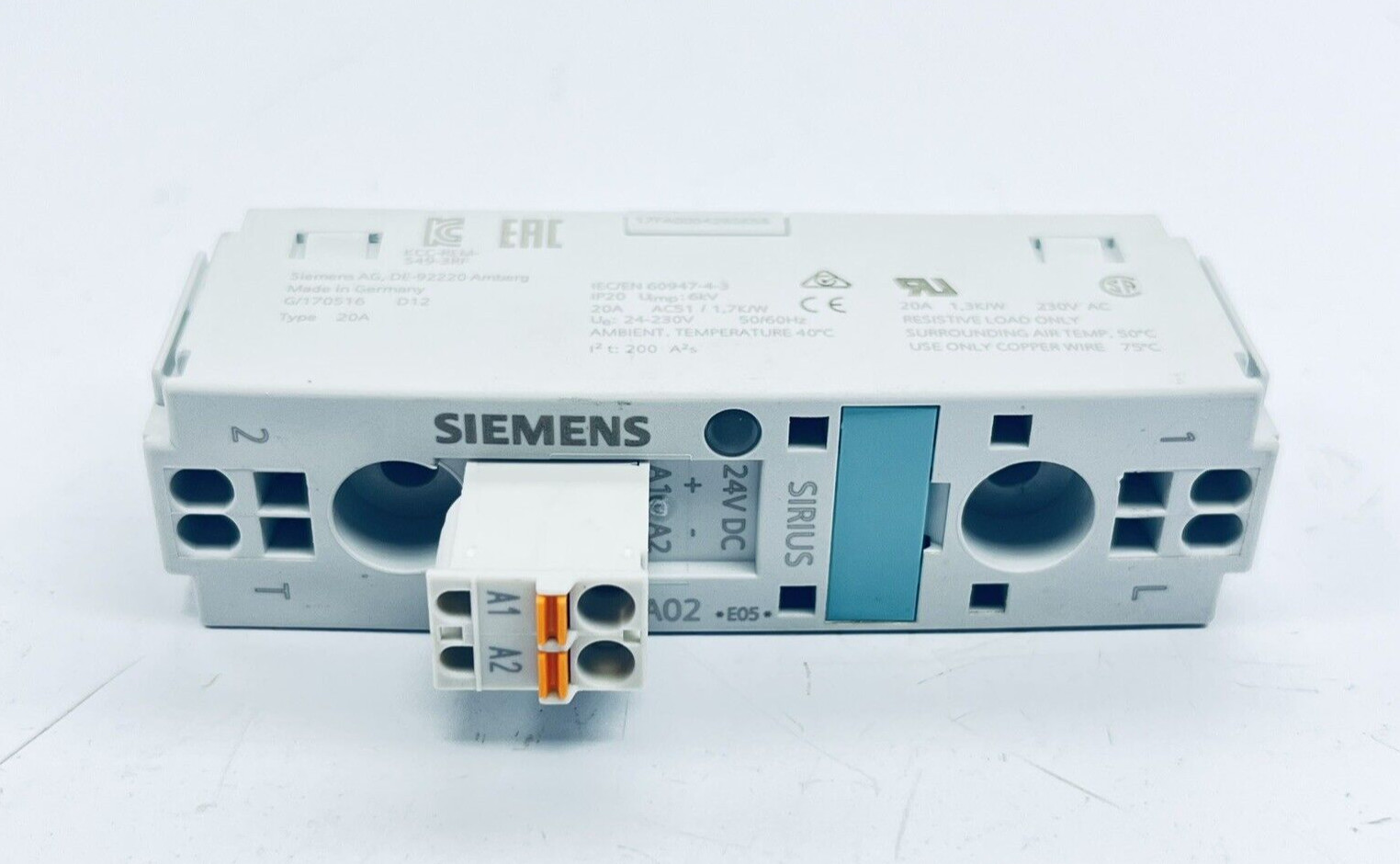 SIEMENS 3RF2120-2AA02 SOLID STATE RELAY 24VDC 6KW 20A 24/230VAC
