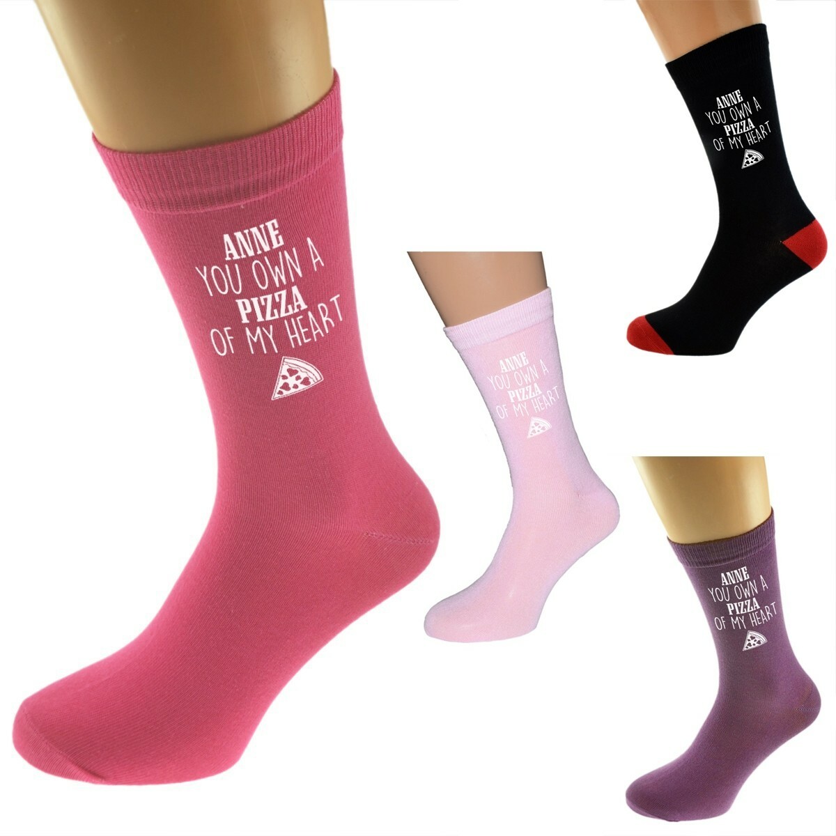 Personalised Name You Own A Pizza of My Heart Ladies Socks UK 3.5-7.5 - X6N1015
