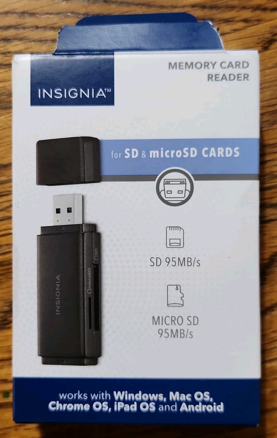 Insignia USB 3.0 SD microSD Memory Card Reader for Laptops Desktops Mac PC black