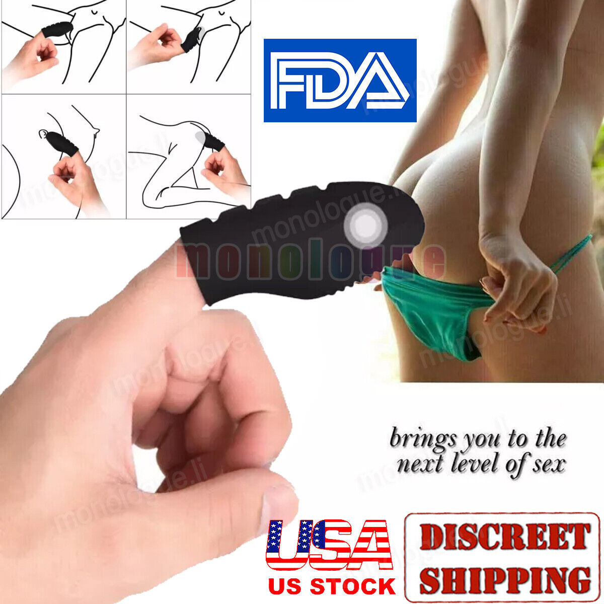 Finger Vibrator G-spot Clit Massager Stimulator Sex Toys for Women Rechargeable