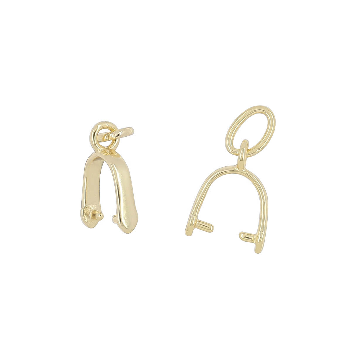 2PC 18kt Gold Plated Sterling Silver Pinch Bail Pendant Clasp Connector #97067