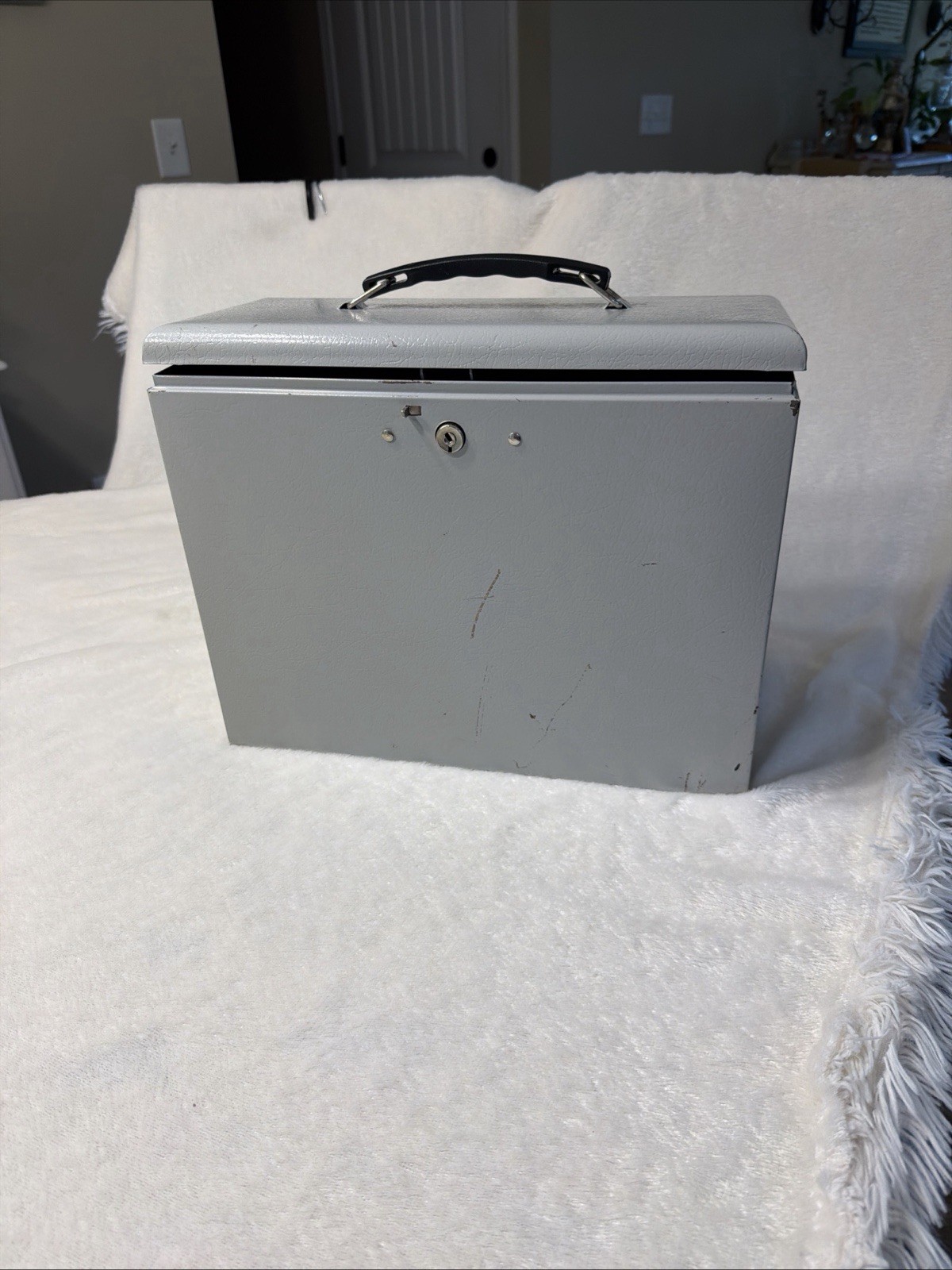 VINTAGE Rockaway Lockable Metal File Box 13-1/2x6x10 Filing Storage – No Key USA