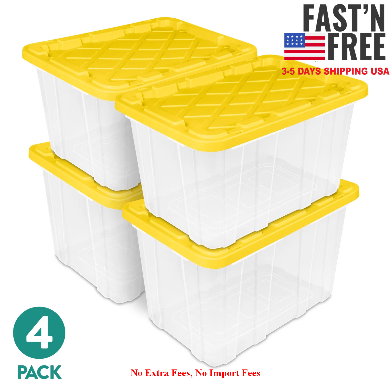 Sterilite Large Storage Bin, 27 Gallon Durable Plastic Storage Tote with Snap-On