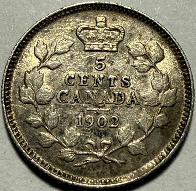 CANADA - Edward VII - 5 Cents - 1902 - Km-9 - .925 Silver Coin - FREE USA S&H!