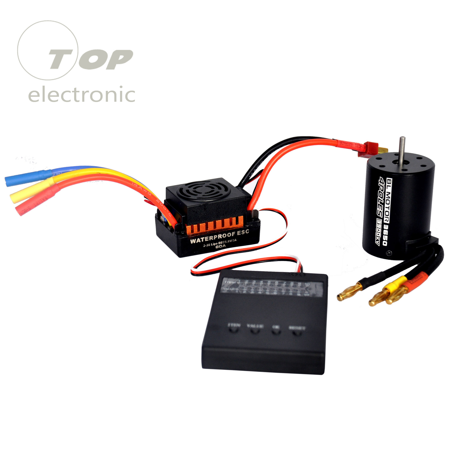 Waterproof 3650 3900KV Brushless Motor 60A ESC Combo Set for 1:10 RC Car Truck