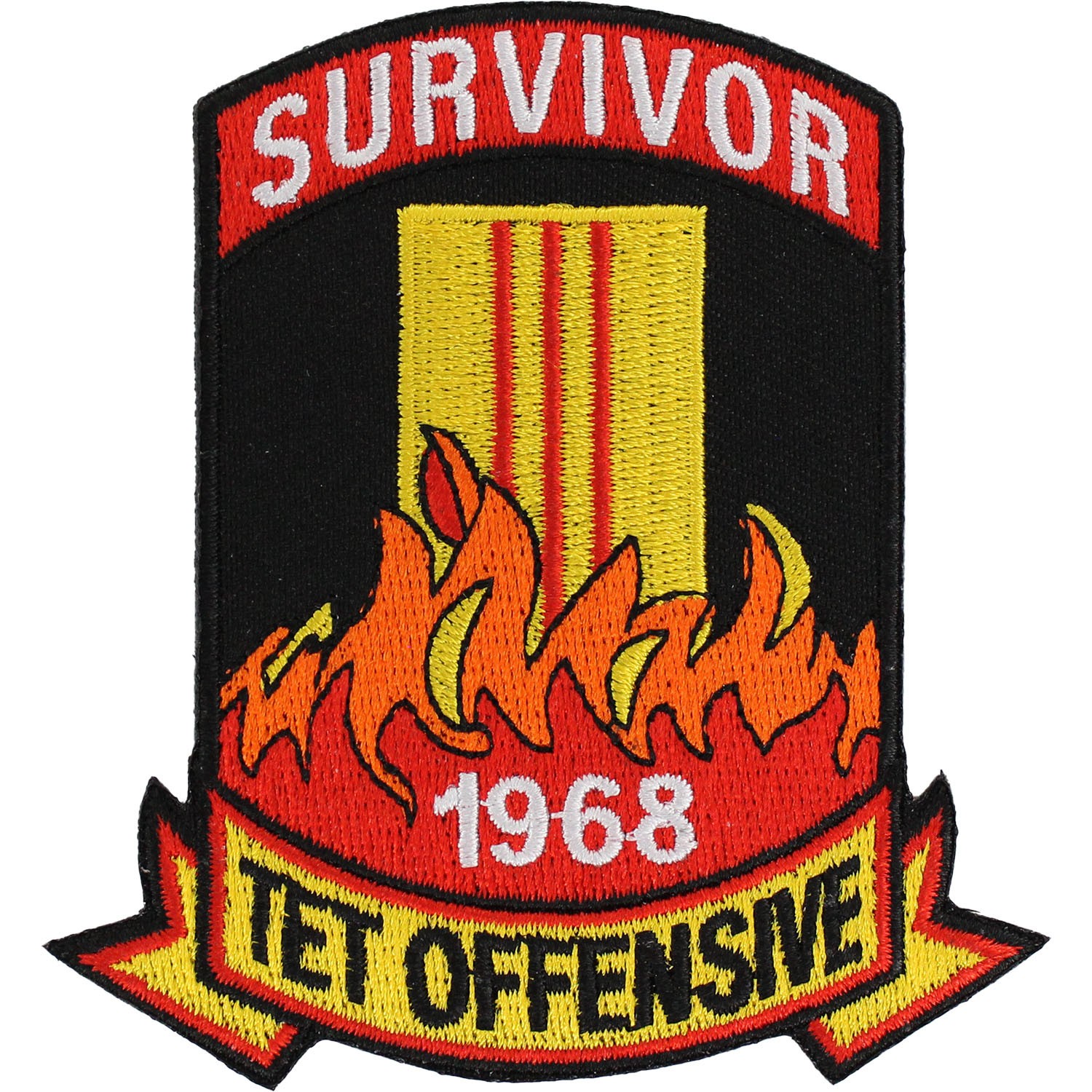 Vietnam Tet Offensive 1968 Survivor Patch (3 1/4" W x 3 1/2" H) (Sew-On) P500
