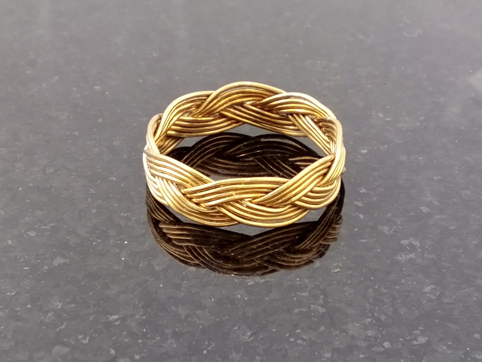 Size 11 4-Lead Brass 3x8 Wire Turks Head Knot Ring Hand Tied made