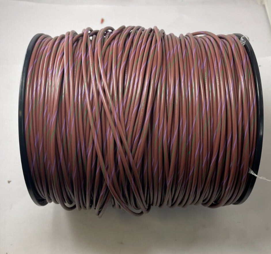 Primary Marine Tin Copper 16 Gauge x 975 FT - Brown Wire & Green / Purple Stripe