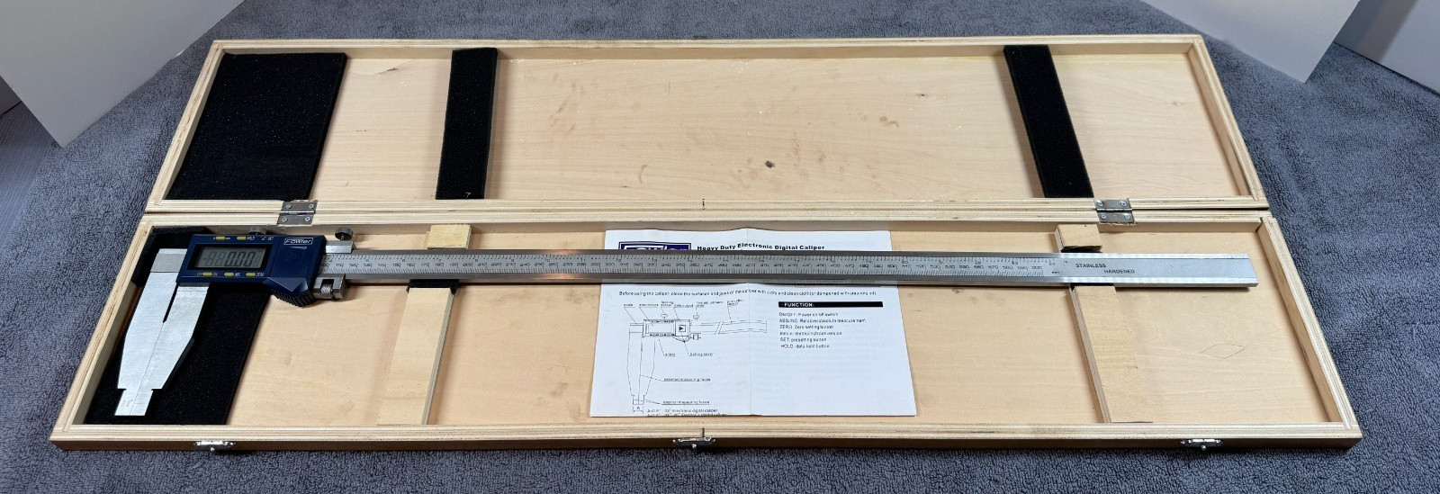 Fowler 54-100-024-1 Heavy-Duty Electronic Digital Caliper, 24” with Wooden Case