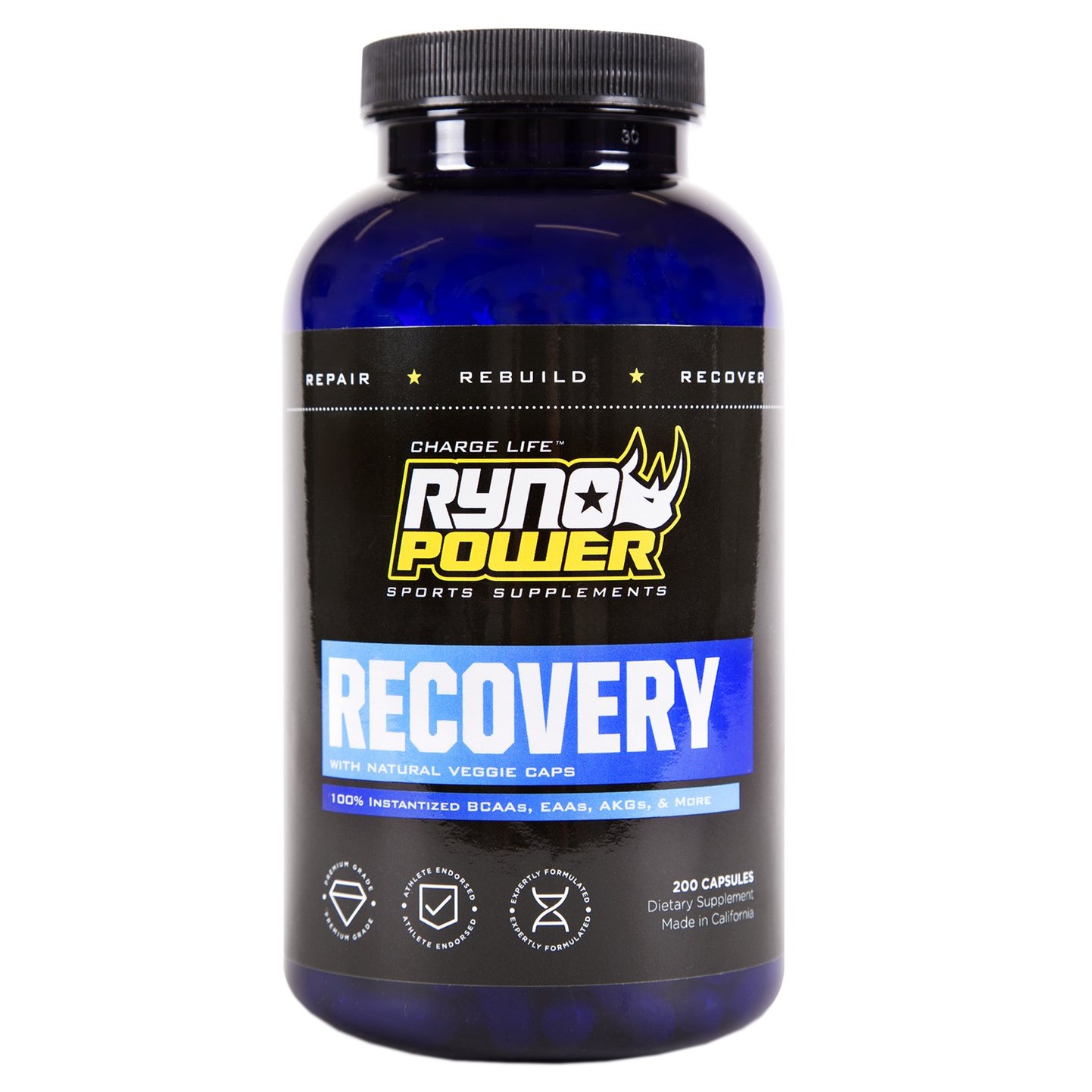 Ryno Power Recovery Supplement with Amino Acids - 33 Servings, 200 Vegan