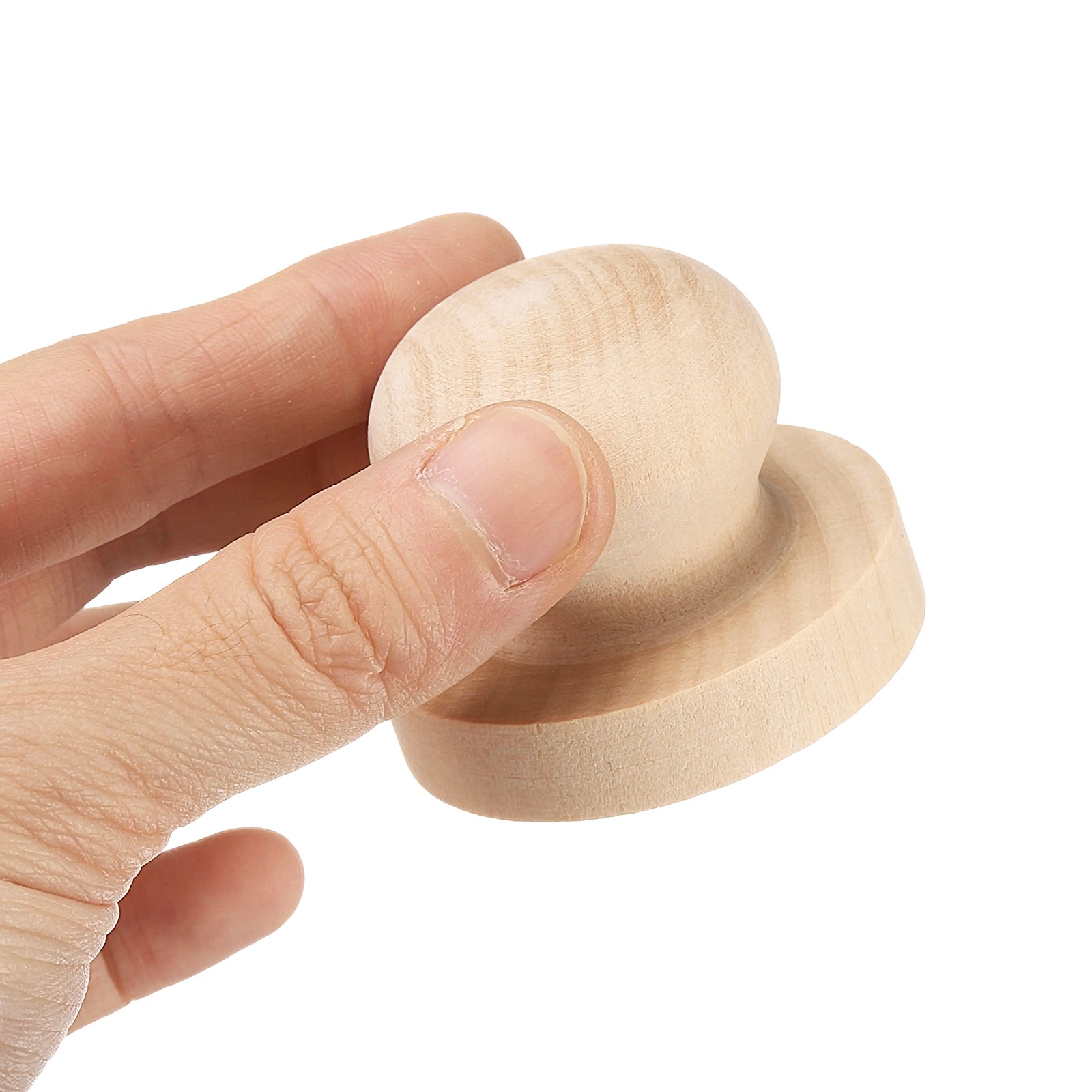 50mm Stamp Wood Round Handle, 3Pcs Wooden Knobs Stamp Mounts Drawer Pulls