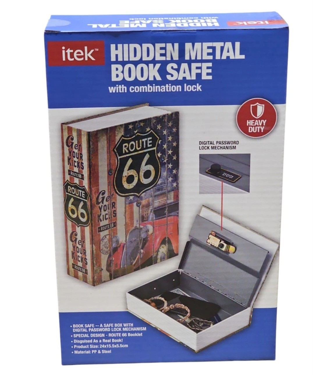 RT 66 SAFE Secret Storage Book Tin Security Combination Lock Diversion Safe Box