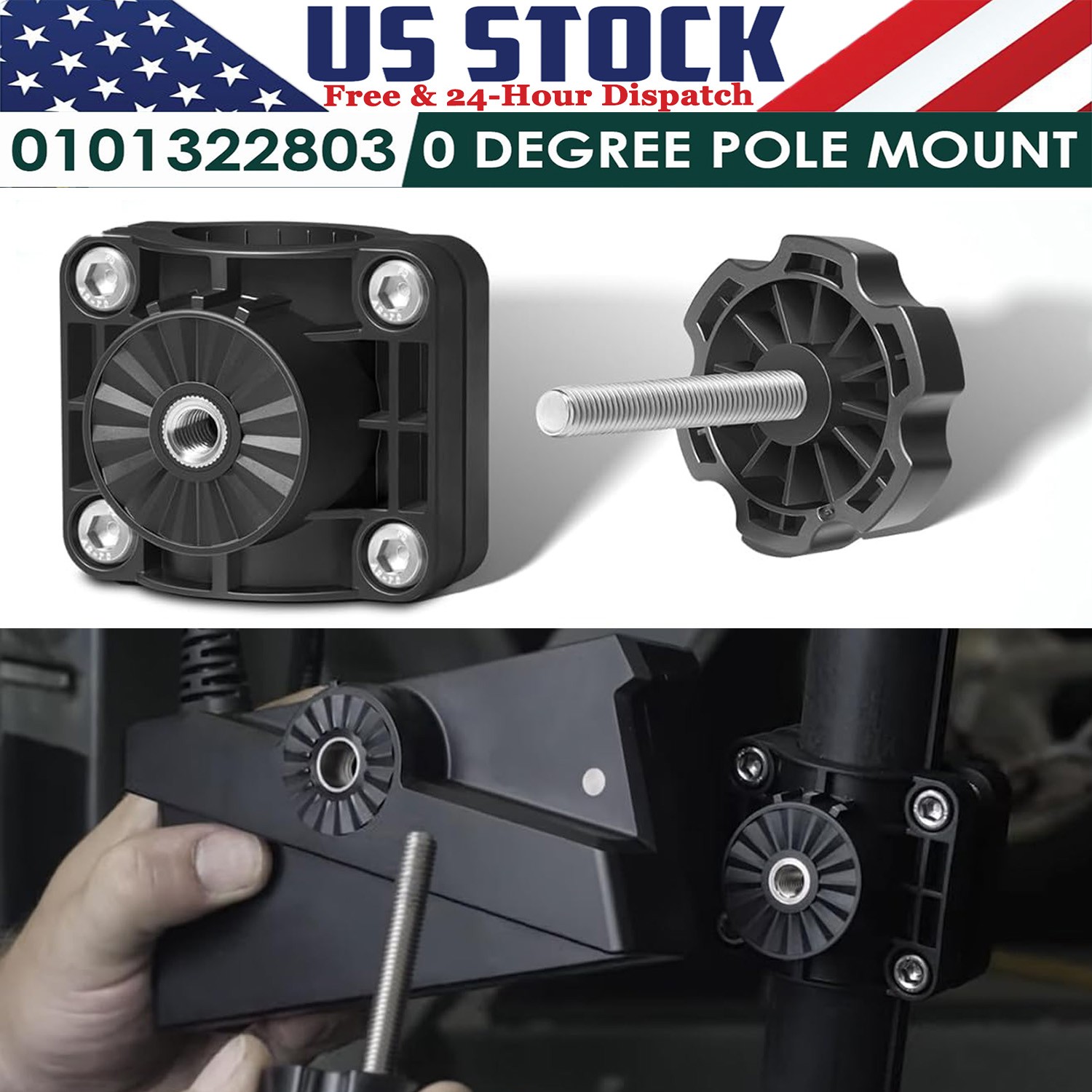 Zero Degree Pole Mount Bracket Kit 010-13228-03 for Garmin Livescope Plus LVS34