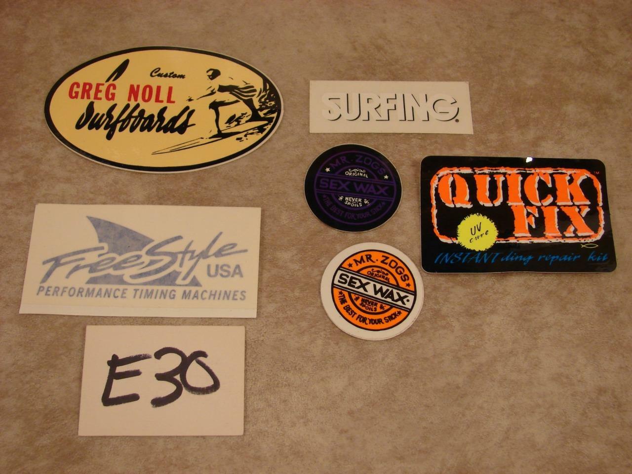 E30 VINTAGE LOT CUSTOM GREG NOLL SURFBOARDS SEX WAX FREE STYLE SURF 6 STICKERS