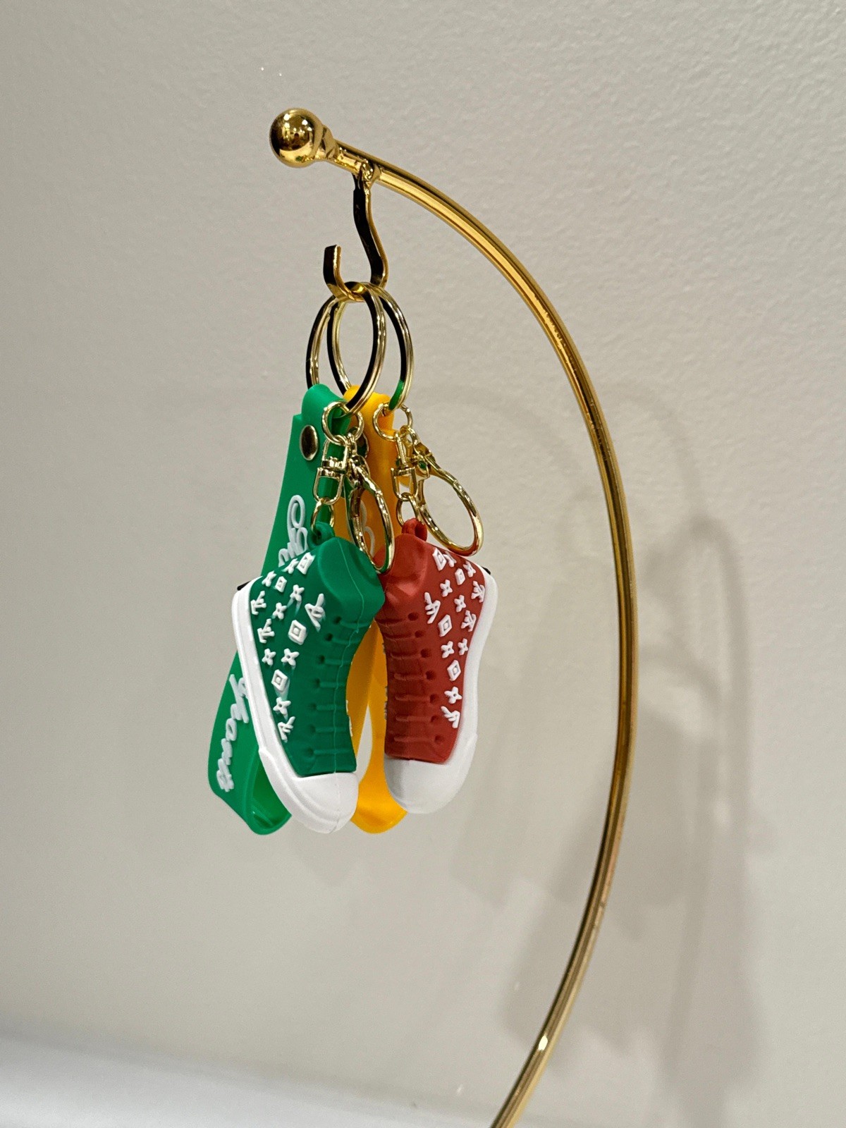 Colorful Sneaker Keychain Set – Forever Sports Shoe Charms Green Red Yellow