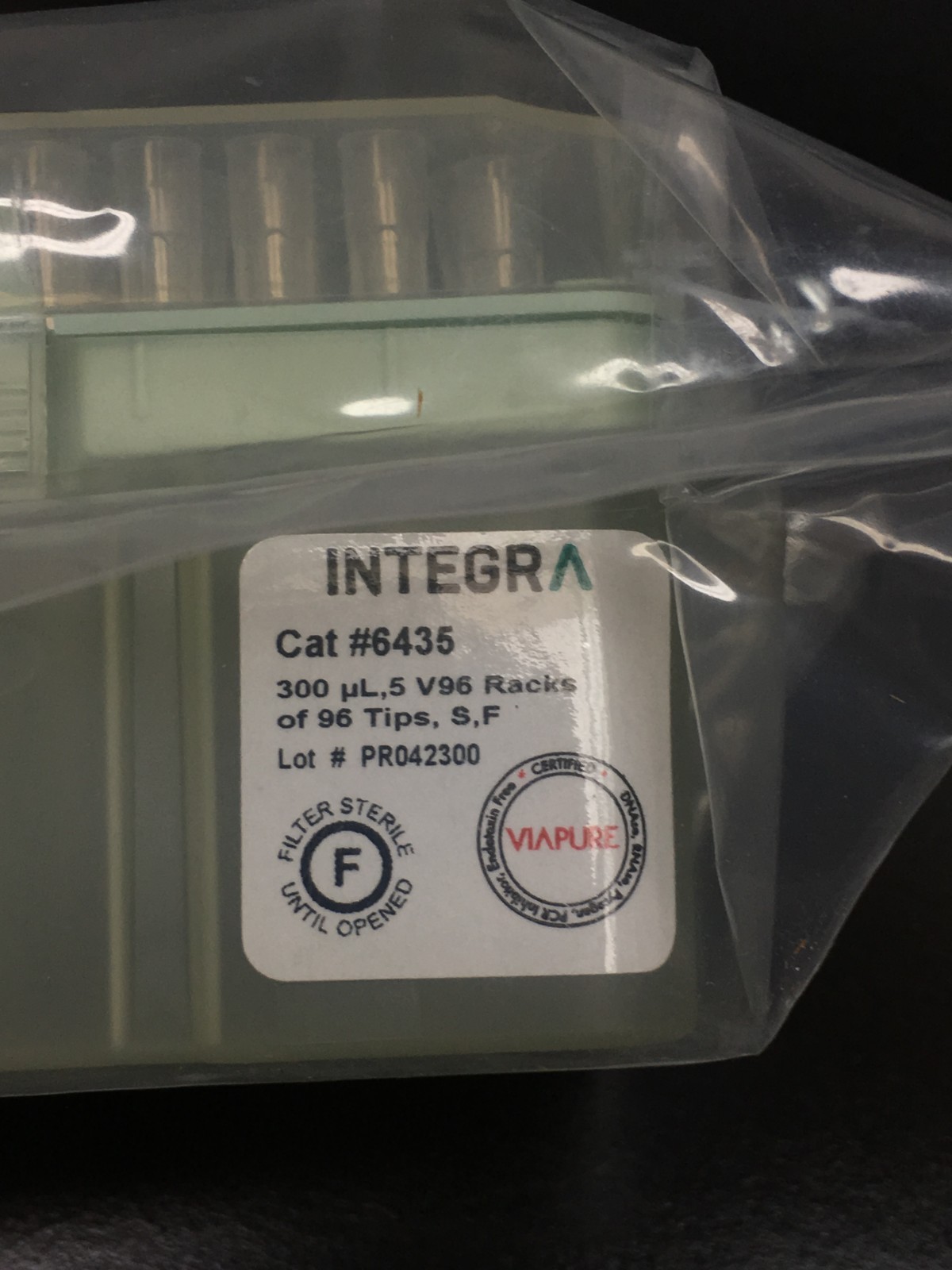Integra Cat No 6435 VIAPURE 300 uL V96 Racks Sterile Filter